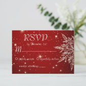 Elegante sneeuwvlok bruiloft RSVP kaartje (Staand voorkant)