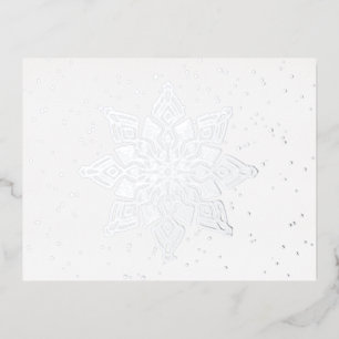 Elegante Sneeuwvlok Echt Folie Feestdagen Briefkaart