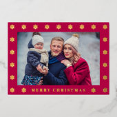 Elegante sneeuwvlok Foto Kerstmis Folie Feestdagenkaart (Voorkant)