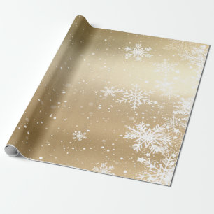 Elegante Sneeuwvlok Goud Vakantie Cadeaupapier