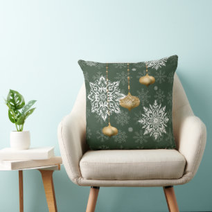 Elegante Sneeuwvlok Kerstaccent Kussen