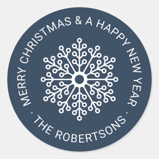 Elegante sneeuwvlok kerstcadeau Label ronde Sticke (Voorkant)