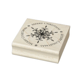 Elegante sneeuwvlok rond Vrolijk Kerstfeest Rubberstempel