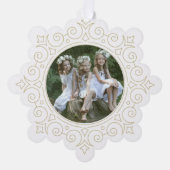 Elegante  sneeuwvlok vakantiefoto ornament kaart (Voorkant)