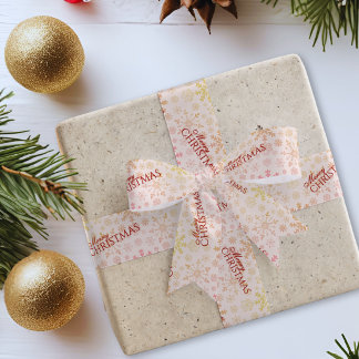Elegante Sneeuwvlokken Goud Rood Prettig Kerstfees Lint