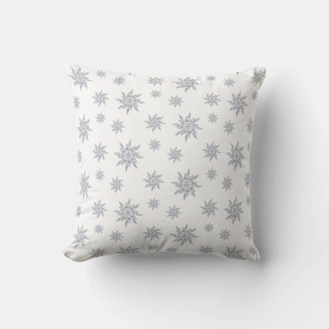 Elegante sneeuwvlokken op wit kussen (Voorkant)