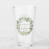 Elegante Snowberry + Eucalyptus krans bruiloft Glas (Voorkant)