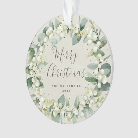 Elégante Snowberry Joyeux Noël Famille Photo (devant)