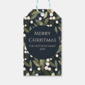 Elegante Snowberry Kerstmis Cadeaulabel (Voorkant)