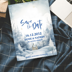 Elegante Snowy Night Winter Wedding Save the Date
