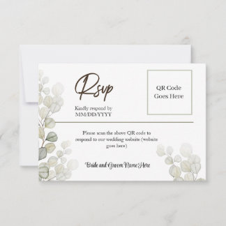 Elegante Sober Waterverf Eucalyptus RSVP  Kaartje