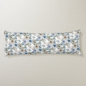 Elegante Soft Dusty Blue Waterverf Bloemen voor Lichaamskussen (Achterkant)