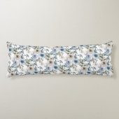 Elegante Soft Dusty Blue Waterverf Bloemen voor Lichaamskussen (Voorkant)