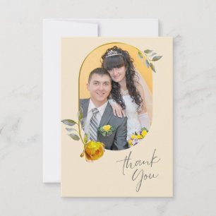 Elegante soft peace roos groen & goud ovaal bruilo bedankkaart