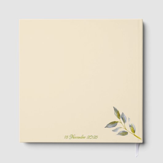 Elegante soft peace roos groen & goud ovaal bruilo gastenboek (Achterkant)