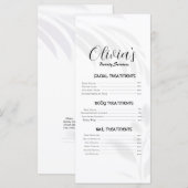 Elegante Soft White Beauty Services prijslijst Menu (Voorkant / Achterkant)