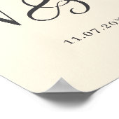 Elegante softcream paar initialen bruiloft poster (Hoek)