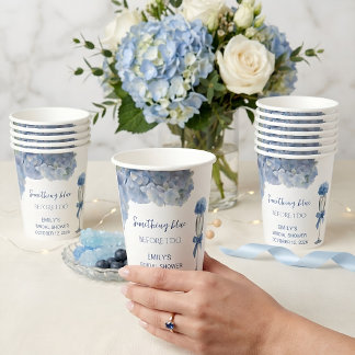 Elegante Something Blue Hydrangea Bloemendrinkgere Papieren Bekers