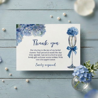 Elegante Something Blue Hydrangea Bloemstuk Bruids Bedankkaart