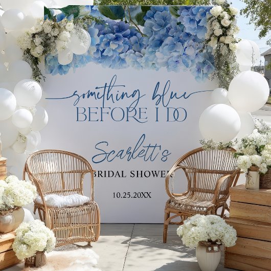 Elegante Something Blue Hydrangea Bruidsdouche Wandkleed