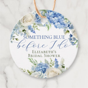 Elegante Something Blue Hydrangea Bruidsfeest Bedankjes Labels