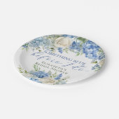 Elegante Something Blue Hydrangea Bruiloftsborrel Papieren Bordje (Gekanteld)