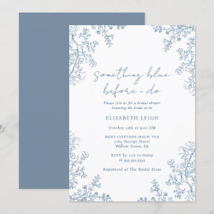 Elegante Something Blue Vintage Bruiloftsborrel Kaart