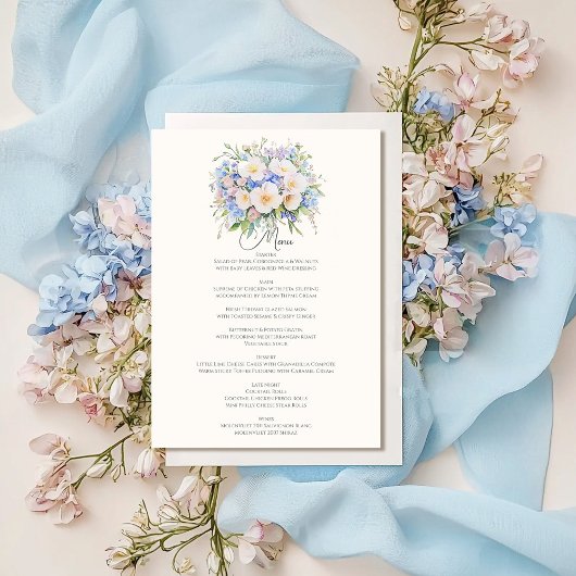 Elegante Sophisticated Floral Wedding Menu