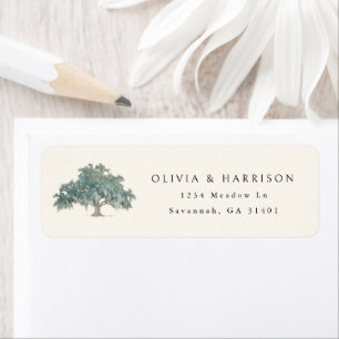 Elegante Southern Oak Tree Aangepast adres Etiket
