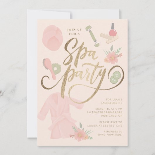 Élégante Spa Party/douche/Bachelorette Invitation (Devant)
