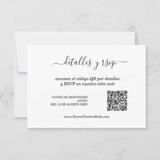 Elegante Spaanse Boda QR code Details Y RSVP (Achterkant)