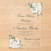 Elegante Spaanse bruiloft acryl uitnodiging Acryl Uitnodigingen (Voorkant)