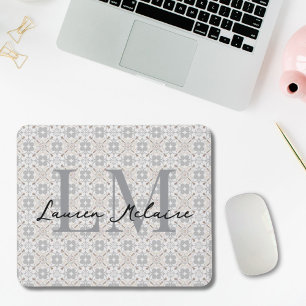 Elegante Spaanse tegel monogram schrift naam Muismat