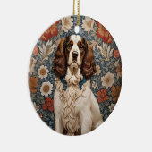 Elegante spaniël op  bloemachtergrond keramisch ornament (Rechts)