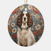 Elegante spaniël op  bloemachtergrond keramisch ornament (Links)
