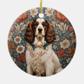 Elegante spaniël op  bloemachtergrond keramisch ornament (Achterkant)