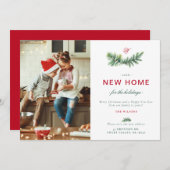 Elegante spar nieuwe thuis familie monogram foto feestdagenkaart (Voorkant / Achterkant)