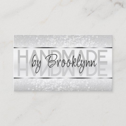 Elegante Sparkle Glitter Luxe Glam Lichtgrijs Visitekaartje (Voorkant)