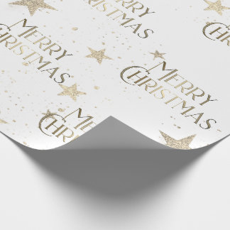 Elegante Sparkle Gold Stars Vrolijk Kerstfeest Cadeaupapier