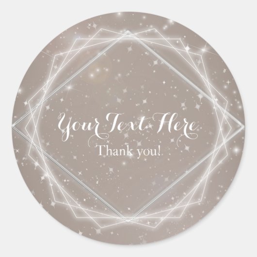 Elegante Sparkle Moderne Geometrische Partij Favor Ronde Sticker (Voorkant)