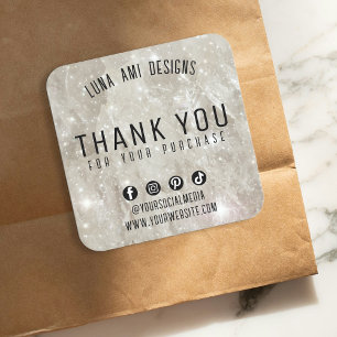 Elegante Sparkling Crystal Diamond Dank u Bestelle Vierkante Sticker