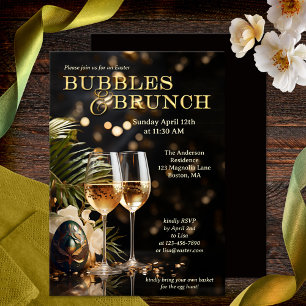 Elegante Sparkling Pasen Bubbels en Brunch Kaart