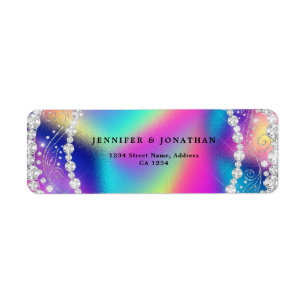 Elegante Sparkly Diamond Chique Regenboog Kleurrij Etiket
