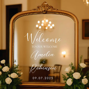 Elegante spiegeltekst 'Welkom Trouwen' vinyl lette Raamsticker