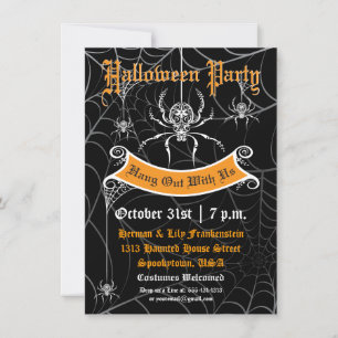 Elegante Spin Halloween-feestuitnodiging Kaart