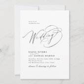 Elegante Spiraal Script Simpele QR-code Trouwen Kaart (Voorkant)