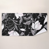 Élégante spirale florale Noir (Serviette de bain)