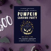 Elegante Spooky Halloween Nachtpompoen Carving Folie Uitnodiging