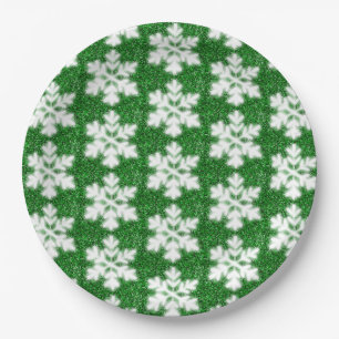 Elegante sprankelende glitter groene ijzige sneeuw papieren bordje