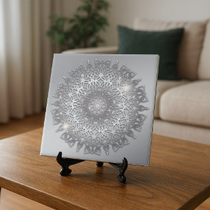 Elegante sprankelende gloeiende zilveren metallic  tegeltje